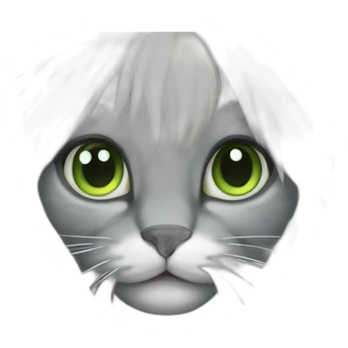 cat with gray and white hair, green eyes, longhair sticker