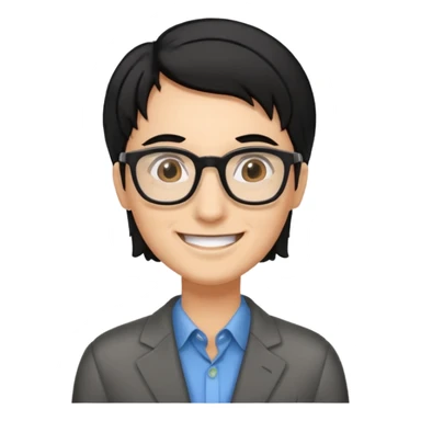 Un locutor de radio, pelo negro con canas, con gafas sticker