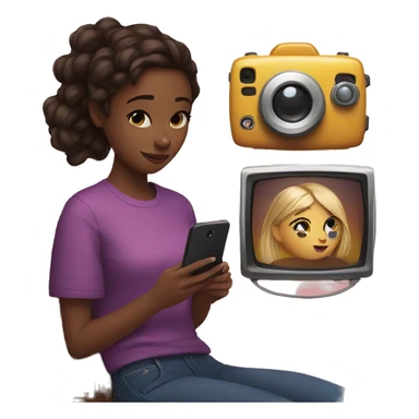 Girl watching reels on instagram  sticker
