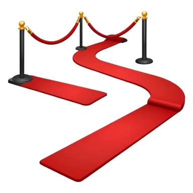 Minimalist emoji-style sticker of a blood-red carpet shaped like a thick trail or drop, flat vector design, no shadows. sticker