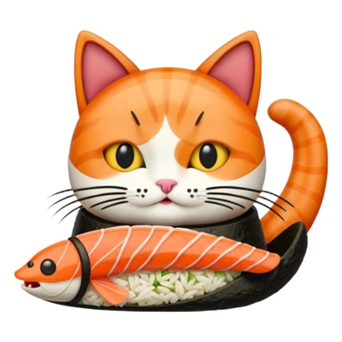 A cat made of sushi sticker