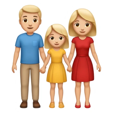 family emoji with mom, dad, son, and daughter holding hands sticker