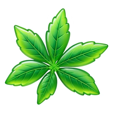 generate an emoji-style image of a juicy gummy shaped like a marijuana flower sticker