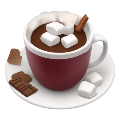 Burgundy mug of hot chocolate with marshmallows  sticker