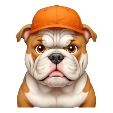 Only white male big BULLDOG, with orange baseball hat, H sticker
