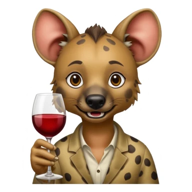 hyena with glass of wine sticker