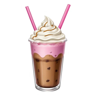 Aesthetic iced coffee in clear cup with pink straw, girly  sticker