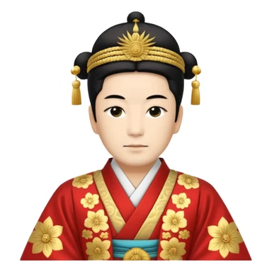 Japanese emperor, Edo period, wearing ceremonial ho and kanmuri, regal pose sticker
