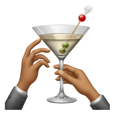 a pile of dust holding a martini sticker