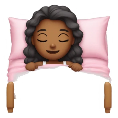girl sleep in her pink bed sticker