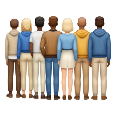 row of people facing away sticker