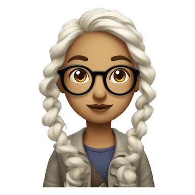 a nerd girl with big swirly glasses pushing them up to their nose sticker