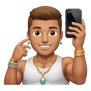 muscular man selfie with jewelry sticker