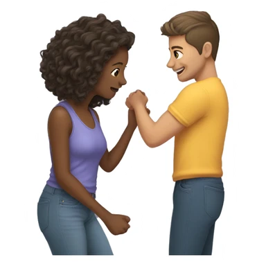 girl pulling a guy’s hair cutely sticker