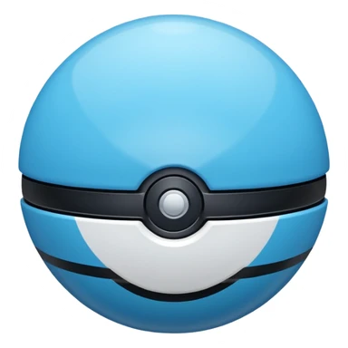 vibrant blue pokeball emoji with a black stripe and highlights, top half vibrant blue, bottom half white sticker