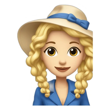 Une blonde avec un bonnet bleu et la Tour Eiffel derrière  sticker