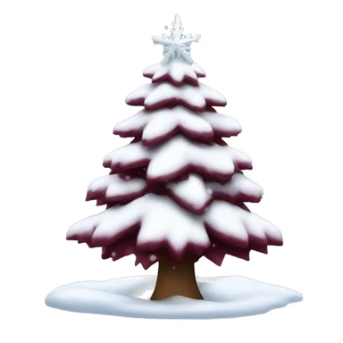 Snowy burgundy Christmas tree sticker