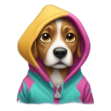 Dog wearing a hoody sticker