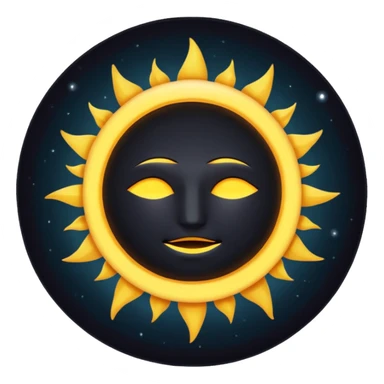 Eclipse – Dark moon covering sun, glowing corona, no face sticker
