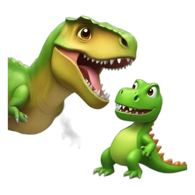 Dinosaur with lizard playing Nintendo switch sticker