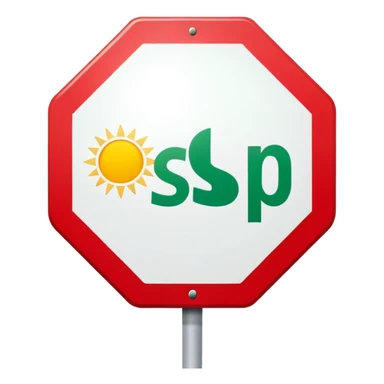 Stop is red the middle is white and the bottom is green and in the middle there’s a small yellow sun sticker