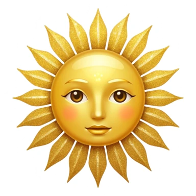 sun in 2d golden glitter in colour without face sticker