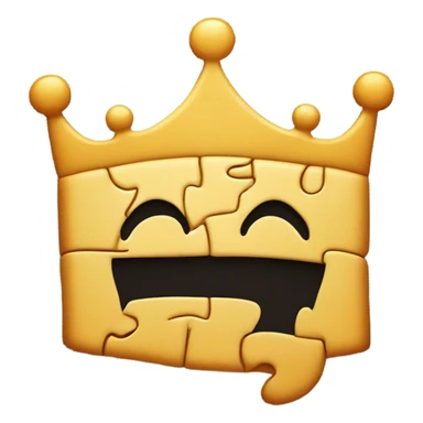 Puzzle piece with crown with simple smile face sticker