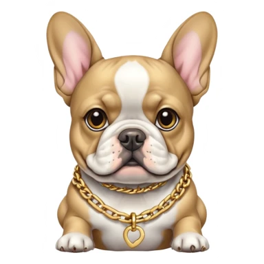 Merle gray spotted Frenchie dog wearing gold chain sticker