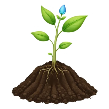 A small green plant sprouting from soil, growing upwards, with a blue progress bar above it indicating growth sticker