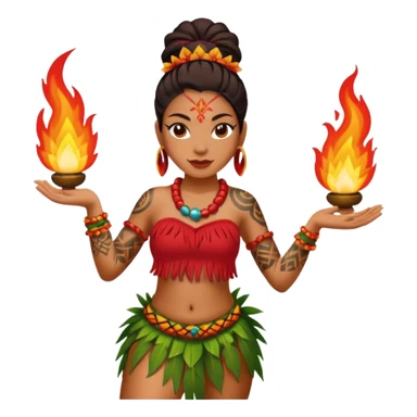hawaiian female fire dancer with tattoos sticker