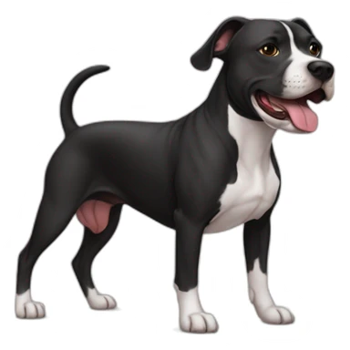 Dog american Stanford and pitbull negro con mancha blanca en el morro sticker