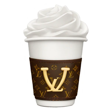 Startbucks cup with Louis Vuitton logo sticker