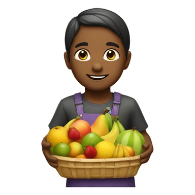 niñs con una canasta llena de frutas y vieres sticker
