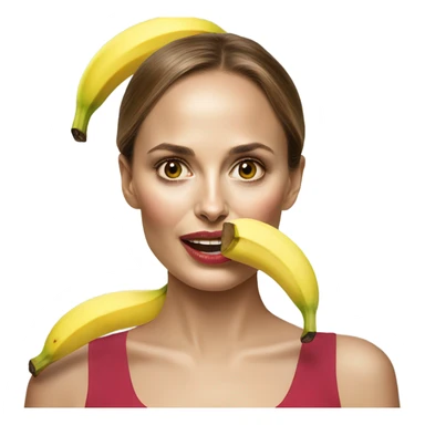 Natalie Portman with a banana in her mouth sticker