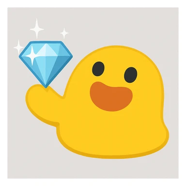 Edit the yellow blob character to hold a sparkling diamond instead of a star, keeping the same style and expression as the original image. sticker