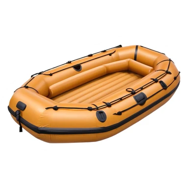 brown round inflatable boat with several seats around the perimeter sticker