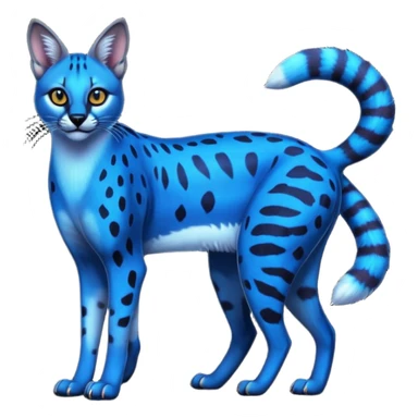 Realistic wild real life dark neon-blue caracal-serval-civet-genet-hybrid-animal-fusion photo IRL outside (full body) sticker