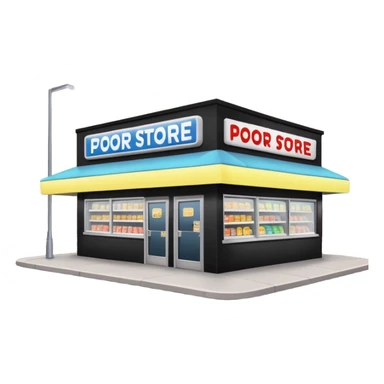 Convenience store named poor store and more sticker