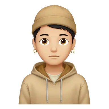 {
  "type": "human",
  "look": "male, tan hoodie, brown cap, gold jewelry, calm face, front view",
  "description": "a young man wearing a hoodie and cap, looking relaxed and confident"
} sticker