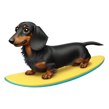 Long haired weenie dog surfing sticker