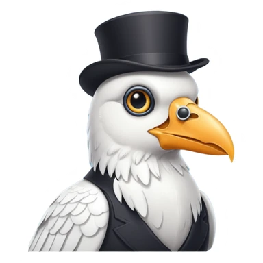 a white crow with a monocle sticker