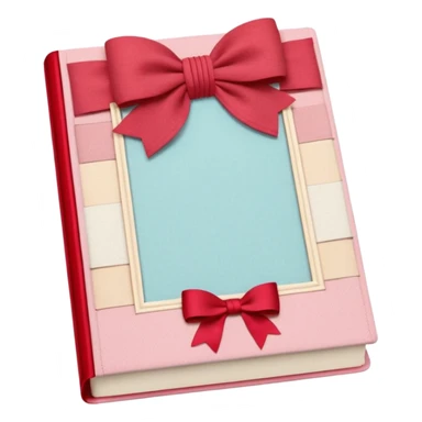 Junk journaling aesthetic book cover, tactile fabric textures, classic framing
Red yarn bow as focal point, soft shadows, calm pastel pink backdrop
Elegant, cozy, artistic, high-end print design sticker