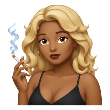 Curvy, blonde long hair, sfw intimate pose black girl smoking sticker