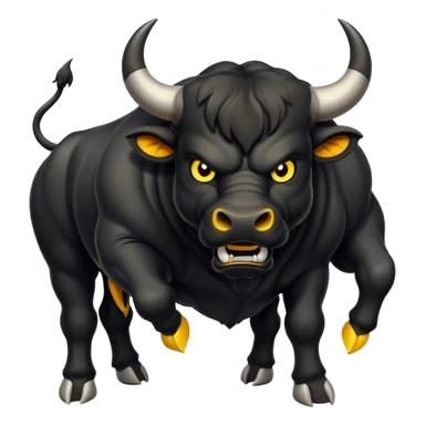 angry black bull pawing the ground with glowing yellow eyes sticker