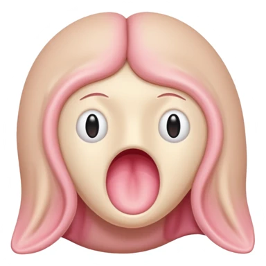 beige and pink vulva appearing moist, pink clitoris at the top, no face sticker