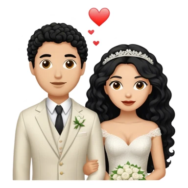hispanic women with long black hair and light skinned man with short light brown curly hair getting married  sticker