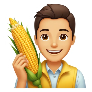 Corn on a cob person that just ate a big meal sticker