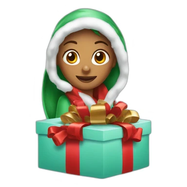 christmas girl in the wrapped box sticker