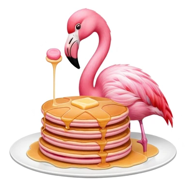 flamingo with a pancake sticker