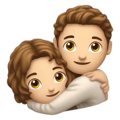 europeans young lovers with brown hairs hugging in a comforter ball sticker